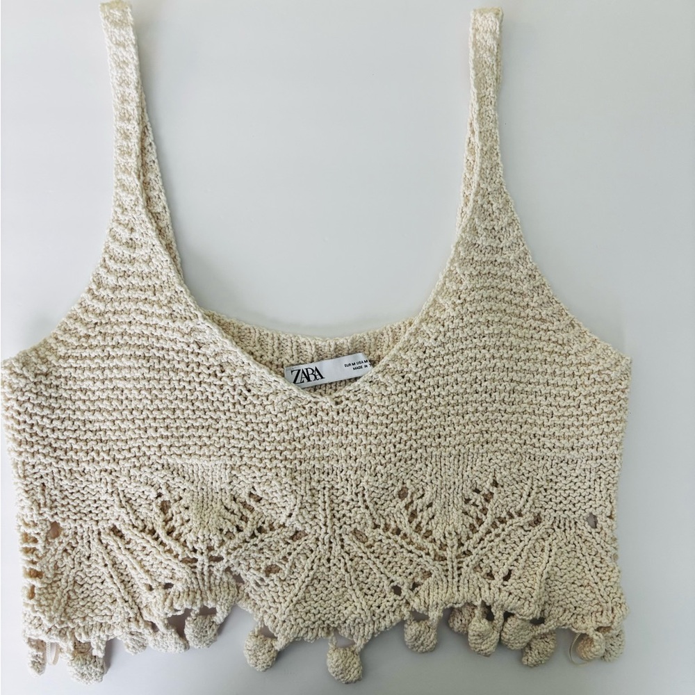 Zara Tan Cropped Tank Top